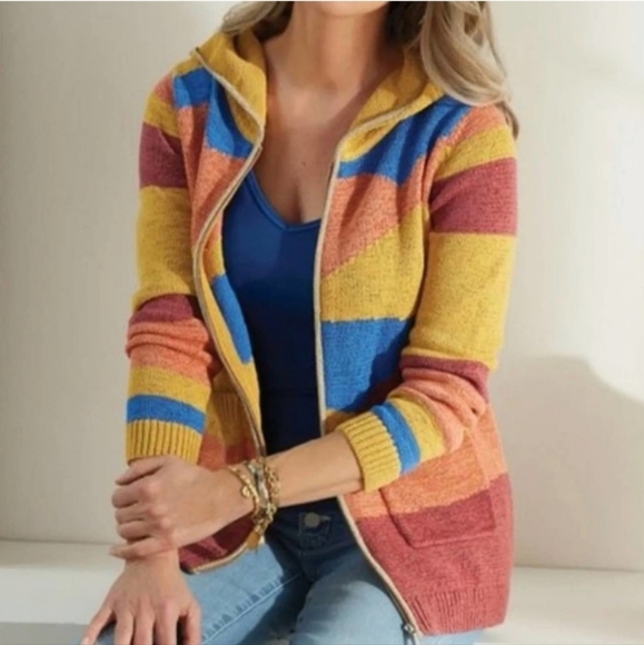 Soft Surroundings Sweaters - Colorful Striped Women's Sweater